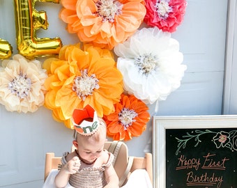 Clementine Collection (set of 10 paper flowers) 1st birthday, flower wall, paper flower decorations, paper flower wall,