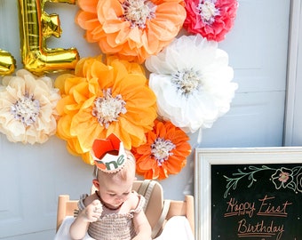 Clementine Tissue Paper Flower Set, 1st Birthday, Wall Decor
