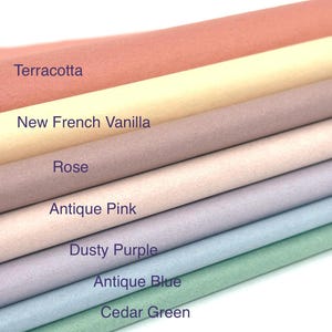 May include: A set of seven different colored craft paper rolls. The colors are terracotta, New French Vanilla, Rose, Antique Pink, Dusty Purple, Antique Blue, and Cedar Green.