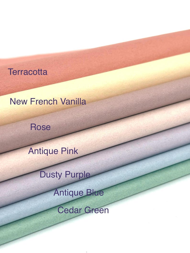 May include: A set of seven different colored craft paper rolls. The colors are terracotta, New French Vanilla, Rose, Antique Pink, Dusty Purple, Antique Blue, and Cedar Green.