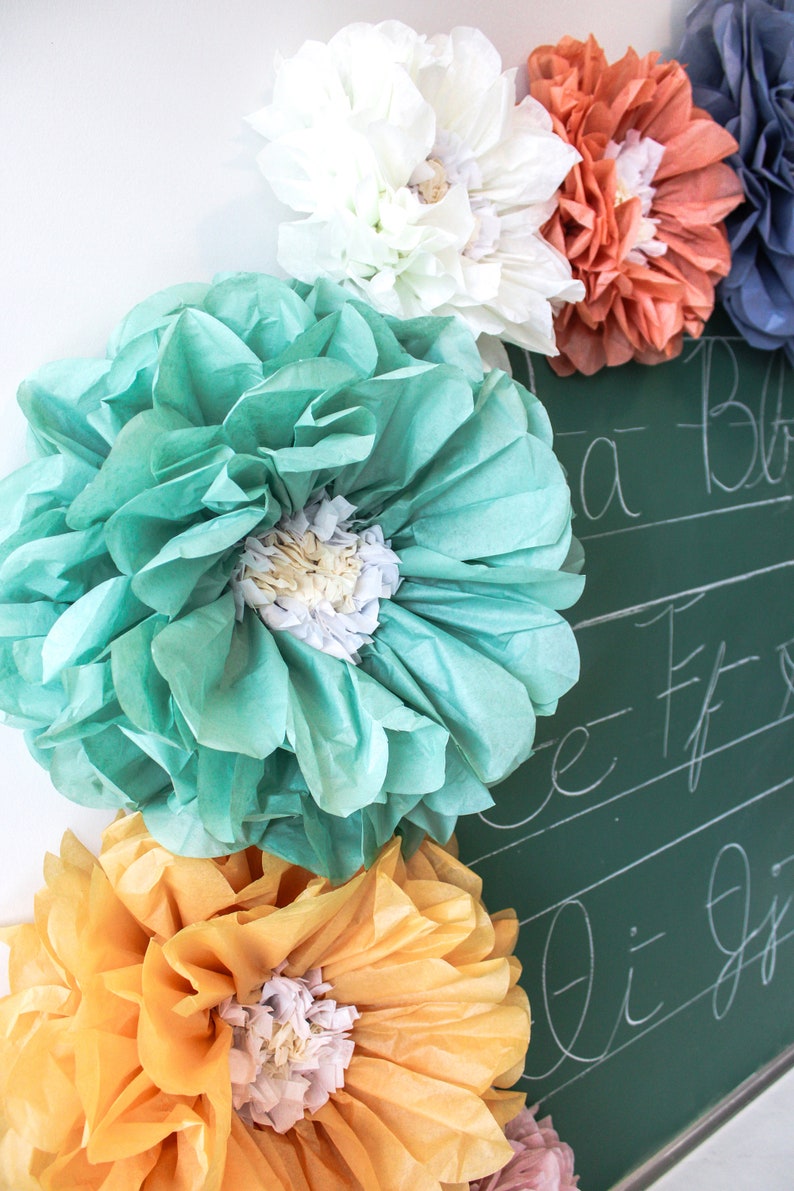 Betsy Collection set of 10 paper flowers 1st birthday party, flower wall, paper flower wall, gender neutral baby shower, 1st day of school image 5