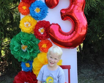 Elmo Sesame Street Party, Tissue Paper Flower Set, Primary Colors