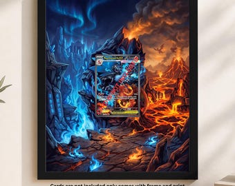 Custom Extended Art Frame for Mega Charizard 125/094 | 8x10 Card Holder Frame | Magnetic Case & Graded Cards Display