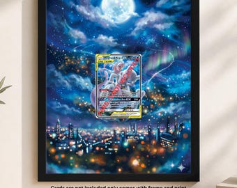 Kundenspezifischer erweiterter Kunstrahmen für Mewtu und Mew SX SM191 | 8x10 Kartenhalter Rahmen | Magnetischer Fall & abgestufter Bildschirm