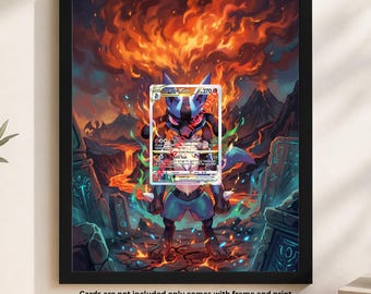 Individueller Kunstdruckrahmen für Lucario VSTAR SWSH291 | 8x10 Kartenhalter Rahmen | Magnetische Etui & Graded Cards Display