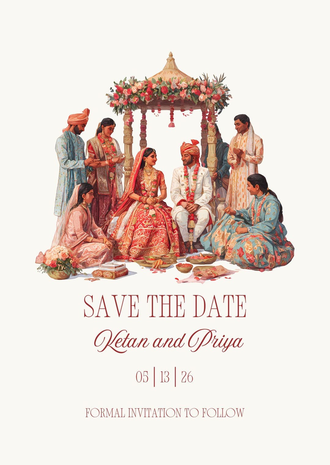 Indian Save the Date - Digital Wedding Invite, Editable Printable ...