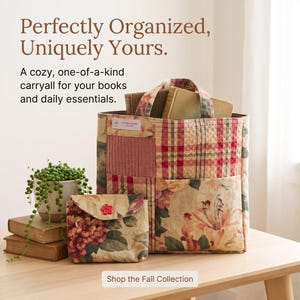 Handmade Patchwork Bag and Pouch Set – Vintage Fall Tote, One‑of‑a‑Kind