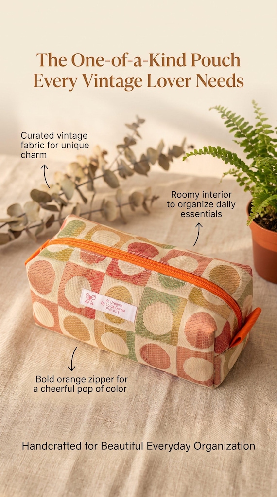 Vintage Fabric Cosmetic Bag – Handmade Makeup Bag