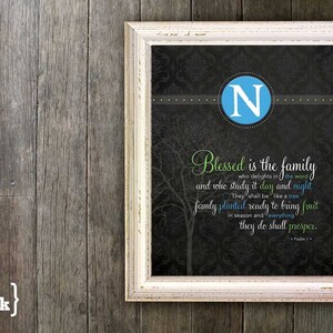 Family Monogram Print (4 colors to choose from)  Psalm 1 - 8 x 10 Print