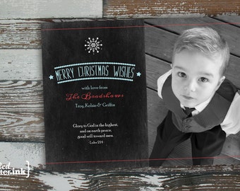 Merry Christmas Digital Holiday Card  - Customizable with scripture & photo (Luke 2:14)