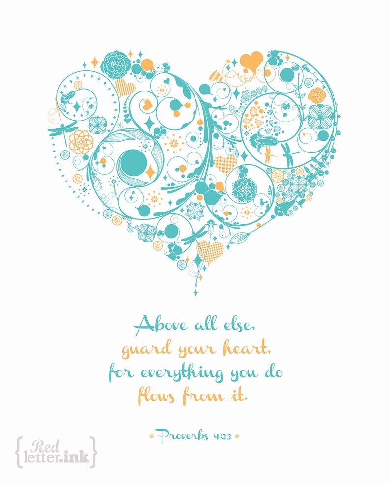 Wall Art Guard Your Heart 3 colors available Proverbs 4:23 8 x 10 Print image 3