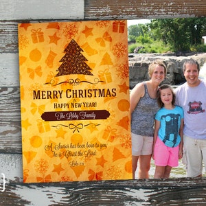 Merry Christmas Digital Holiday Card  - Customizable with scripture & photo (Luke 2:11)