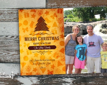 Merry Christmas Digital Holiday Card  - Customizable with scripture & photo (Luke 2:11)