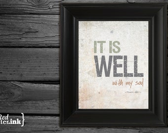 Wall Art - It Is Well Psalm 46:1 (Neutral Colors) - 8 x 10 Print