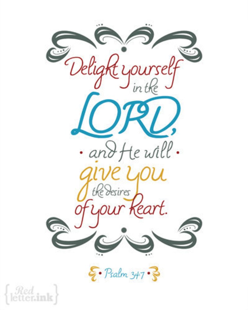 Wall Art Delight Yourself in the Lord Psalm 37:4 8 x 10 Print image 2