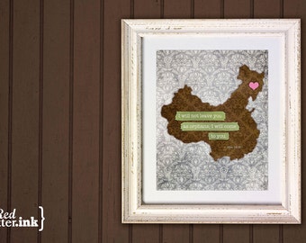 Adoption Wall Print - China (pink/blue/green, gray)  John 14:18 - 8 x 10 Print