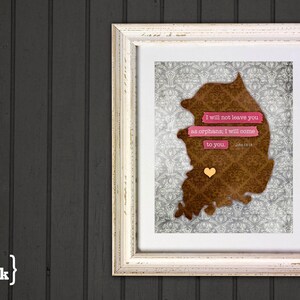 Adoption Wall Print South Korea brown, yellow, pink, gray John 14:18 8 x 10 Print image 1