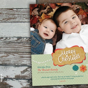 Merry Christmas Digital Holiday Card Customizable with scripture & photo Luke 2:10 image 1