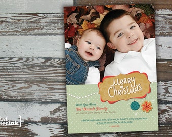 Merry Christmas Digital Holiday Card  - Customizable with scripture & photo (Luke 2:10)