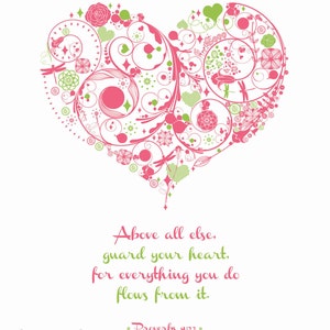 Wall Art Guard Your Heart 3 colors available Proverbs 4:23 8 x 10 Print image 4