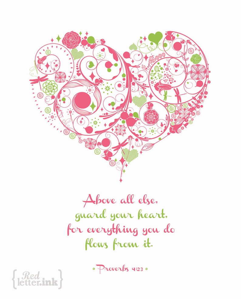 Wall Art Guard Your Heart 3 colors available Proverbs 4:23 8 x 10 Print image 4