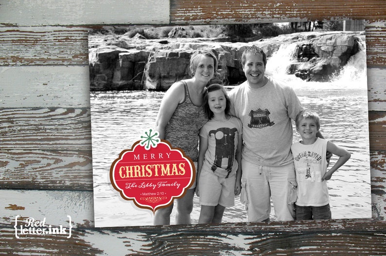 Merry Christmas Digital Holiday Card Customizable with scripture & photo Matthew 2:10 image 1