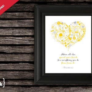 Wall Art Guard Your Heart 3 colors available Proverbs 4:23 8 x 10 Print image 1