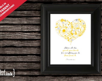 Wall Art - Guard Your Heart (3 colors available) Proverbs 4:23 - 8 x 10 Print