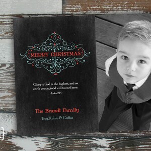 Merry Christmas Digital Holiday Card  - Customizable with scripture & photo (Luke 2:14)