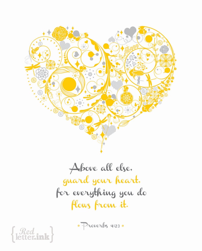 Wall Art Guard Your Heart 3 colors available Proverbs 4:23 8 x 10 Print image 2