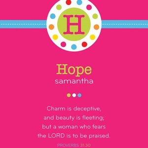 Girl Monogram Print pink, multicolor with circle embellishment Proverbs 31:30 8 x 10 Print image 2