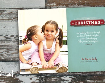 Merry Christmas Digital Holiday Card  - Customizable with scripture & photo (Luke 2:13)