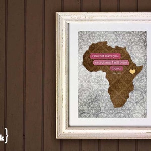 Adoption Wall Print Africa brown, yellow, pink/blue/green, gray John 14:18 8 x 10 Print image 1