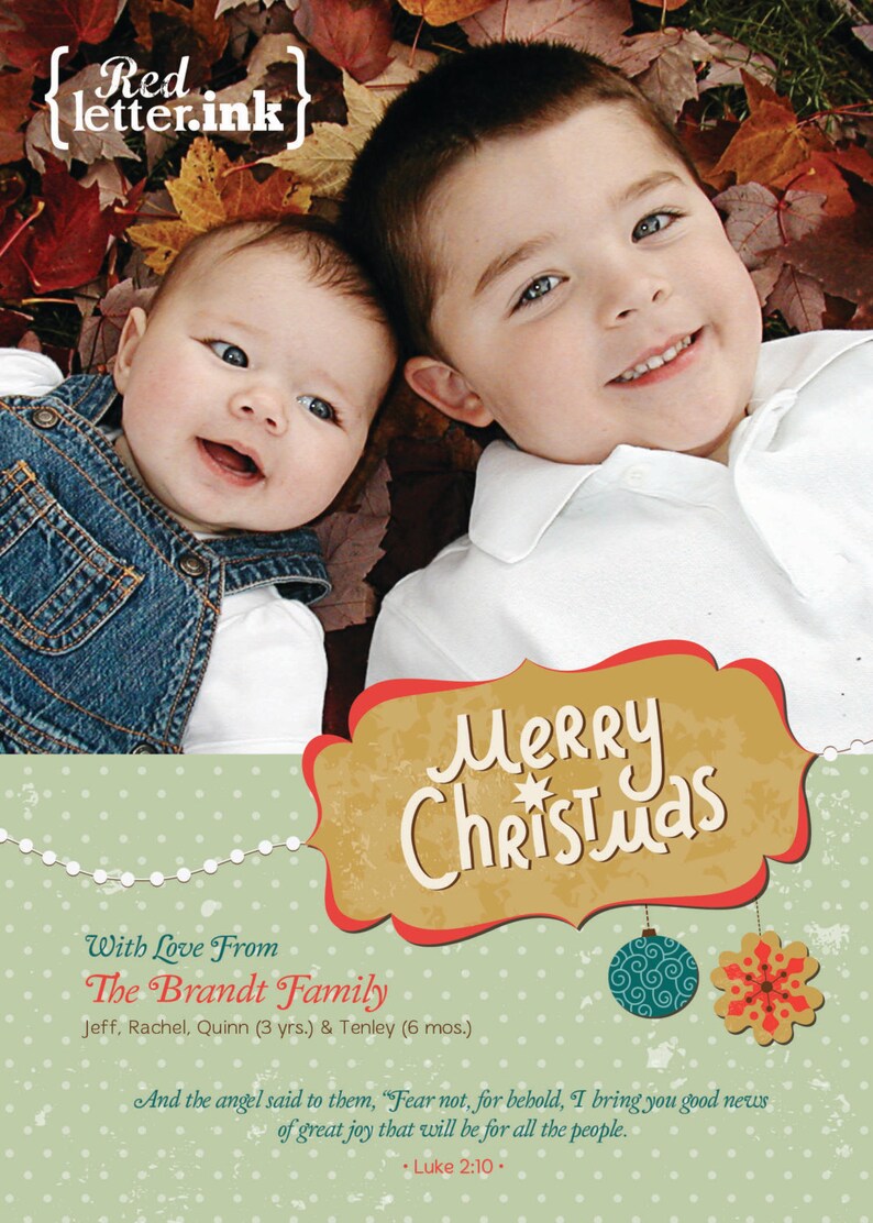 Merry Christmas Digital Holiday Card Customizable with scripture & photo Luke 2:10 image 2