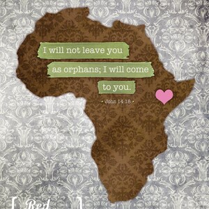 Adoption Wall Print Africa brown, yellow, pink/blue/green, gray John 14:18 8 x 10 Print image 4