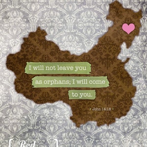 Adoption Wall Print China pink/blue/green, gray John 14:18 8 x 10 Print image 3