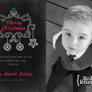 Merry Christmas Digital Holiday Card Customizable with scripture & photo Luke 2:11 image 2