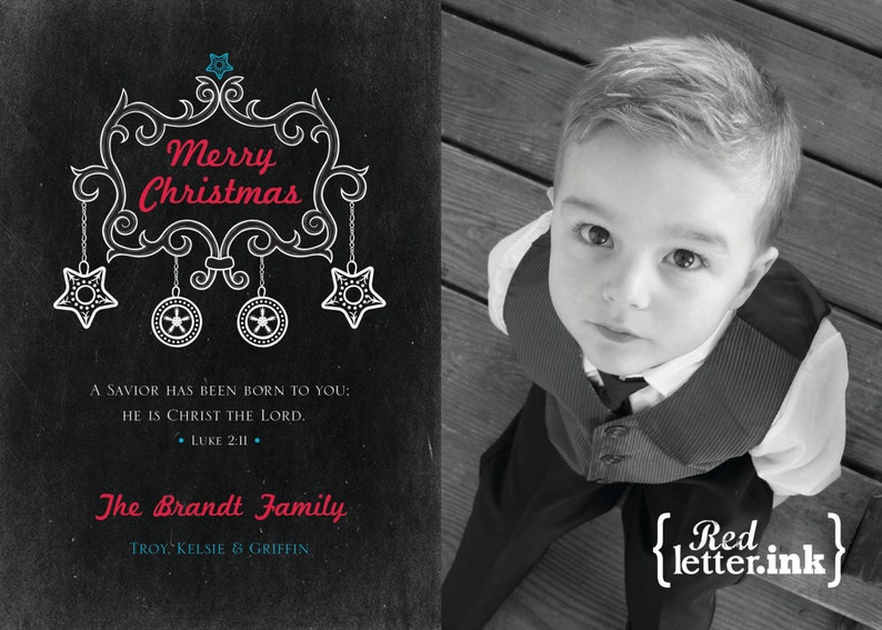 Merry Christmas Digital Holiday Card Customizable with scripture & photo Luke 2:11 image 2