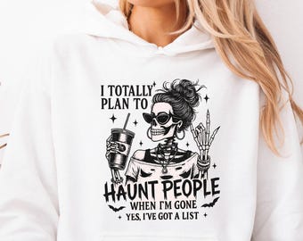 Haunt People Hoodie Sweatshirt Funny Halloween Ghost Top Spooky Gift Adult