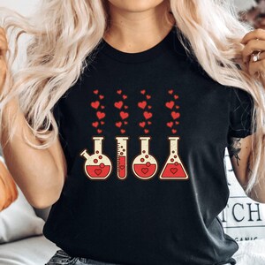 Science Valentine Shirt Chemistry Teacher Gift V Neck Women Youth Toddler Heart Flas