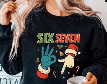 Funny "Six Seven" Santa Hoodie: Hilarious Christmas Meme Sweatshirt