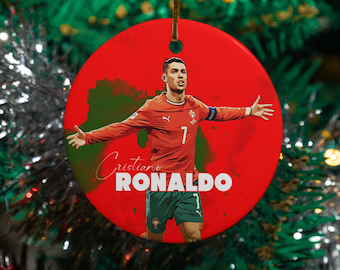 Hartornament Cristiano Ronaldo, cadeau voetbalfan Portugal, decor kerstboom, gepersonaliseerde voetbalaandenken