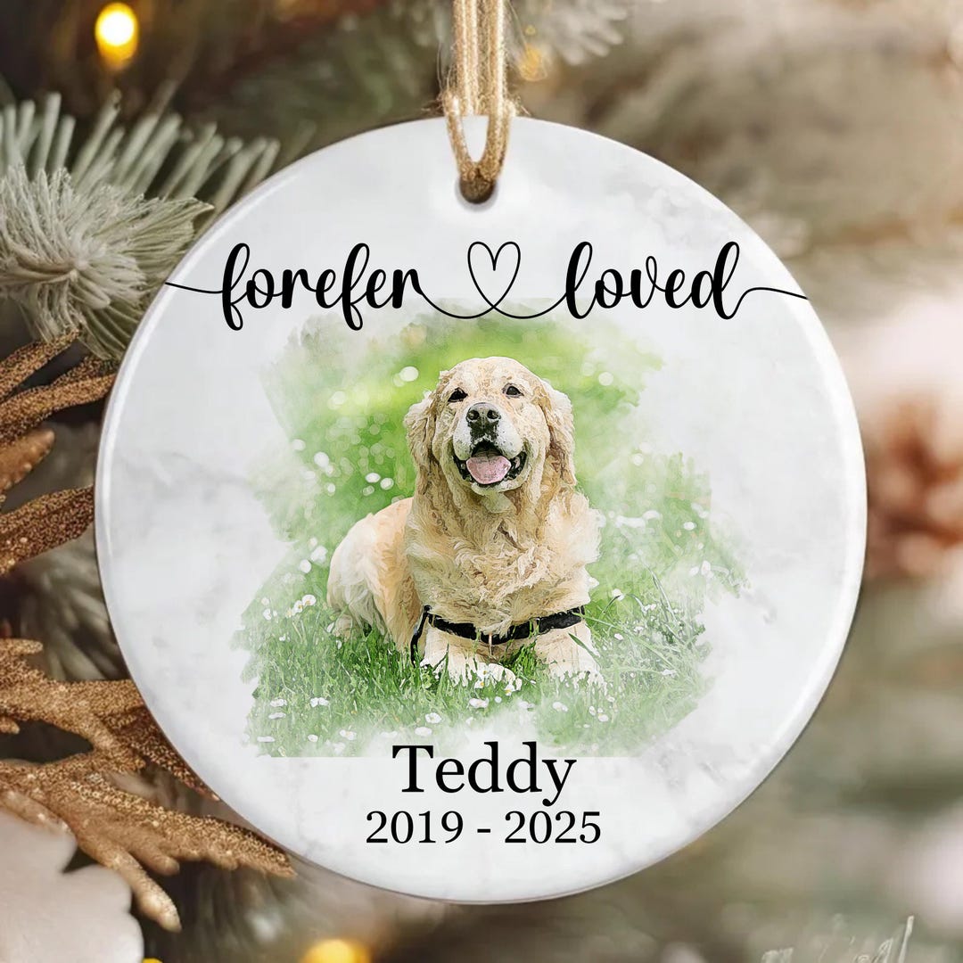 Personalized Pet Memorial Ornament – Forever Loved Dog Photo Keepsake ...