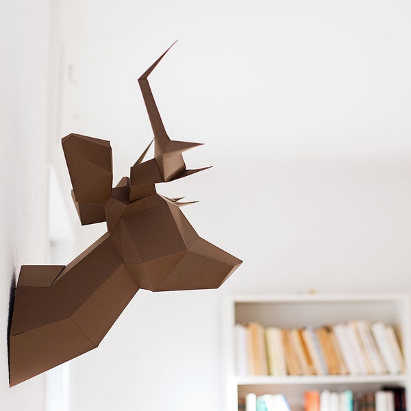 Brown Foldeer - Deer Head Papertoy