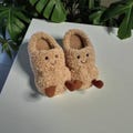 Cute Fuzzy Plush Slippers with Smiling Face Cozy Warm House Shoes for Women and Men Gift Idea product logo