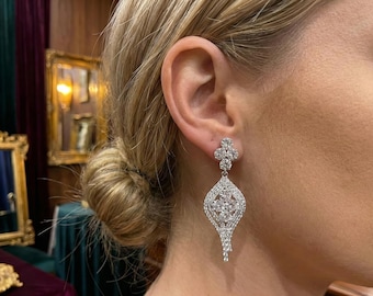 Orecchini da sposa con goccia di cristallo: gioielli da sposa in argento - Italia