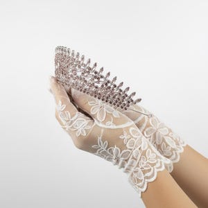 Luxury Full Rhinestone Bridal Tiara - Elegant Alloy Crown Hairband with 3A Grade Crystals Pink main image 1