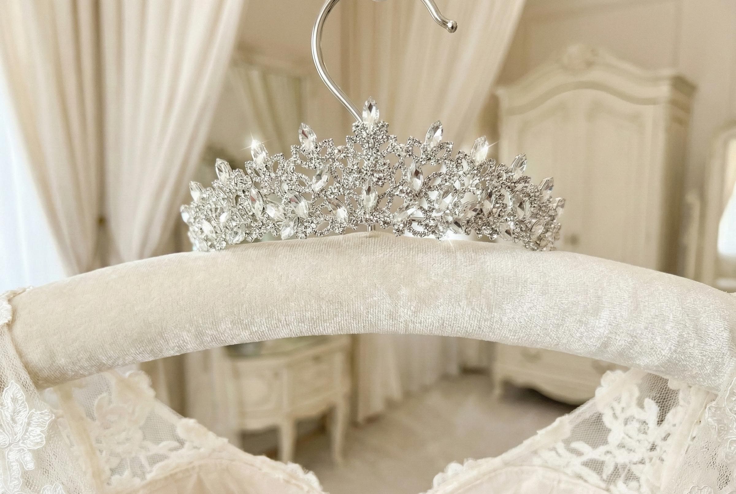 Crystal Aurora Teardrop Hair Tiara - Silver Aurora Luxury Bridal Tiara – Crystal Wedding Crown with Pear  main image 3