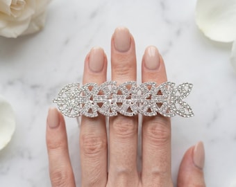 Bridal Hair Comb, Art Deco Crystal Rhinestone Wedding Hair Comb, Silver Geometric Headpiece, Bride Hair Clip, Prom Hair Comb, Set of 2