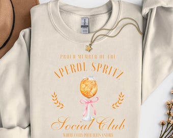 Aperol Spritz T-shirt, Aperol Spritz Social Club, Aperol Spritz Lover Gift, Cocktail Lover Gift, Unisex Crewneck Trendy Cocktail T-shirt